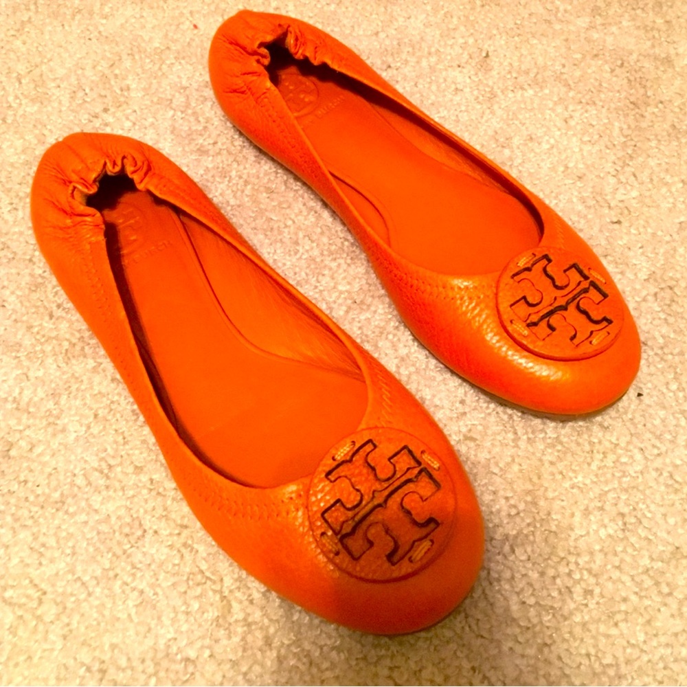 Authentic Tory Burch burnt orange Reva flats
